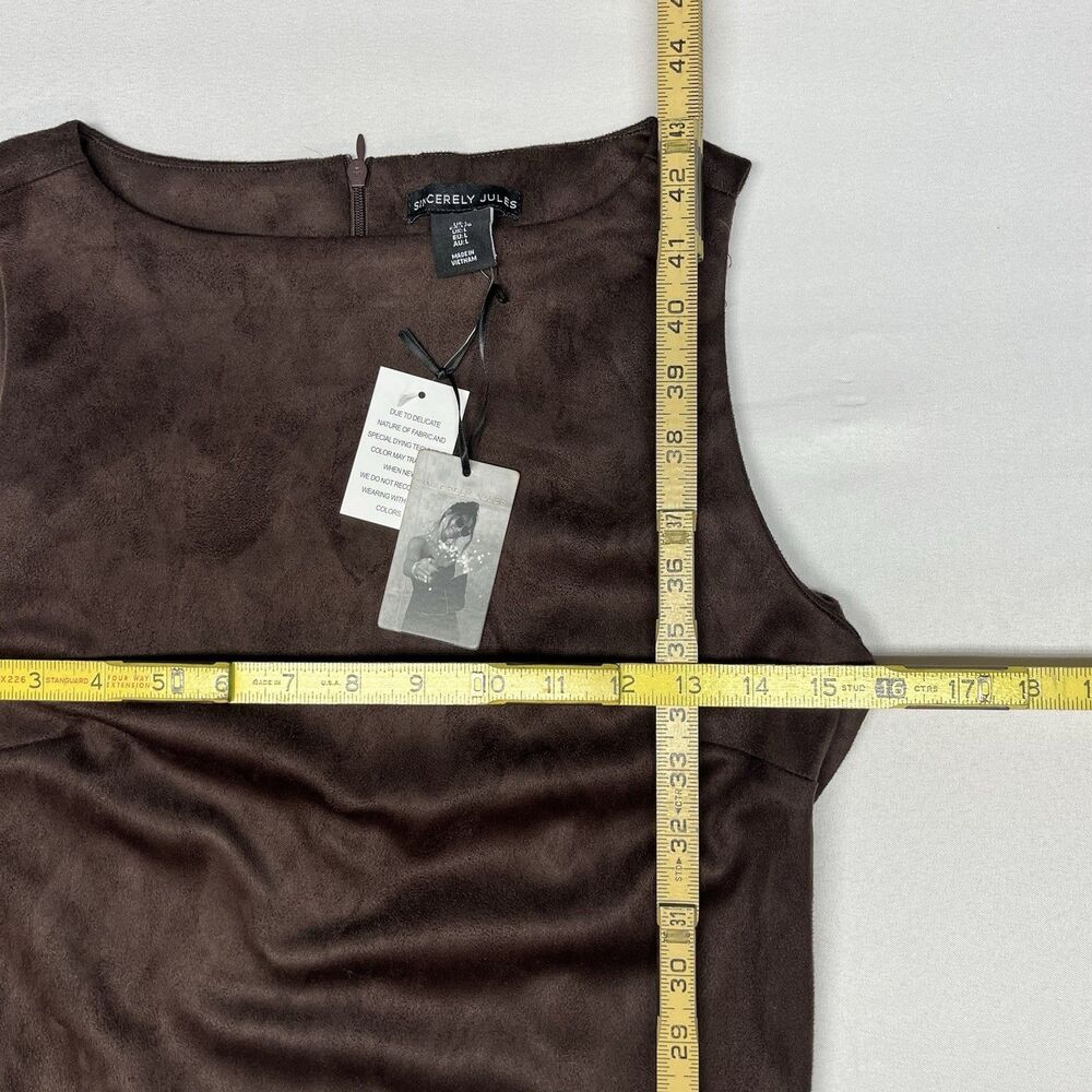 Brown Faux Suede Leather Midi Maxi Dress - Picture 5 of 11